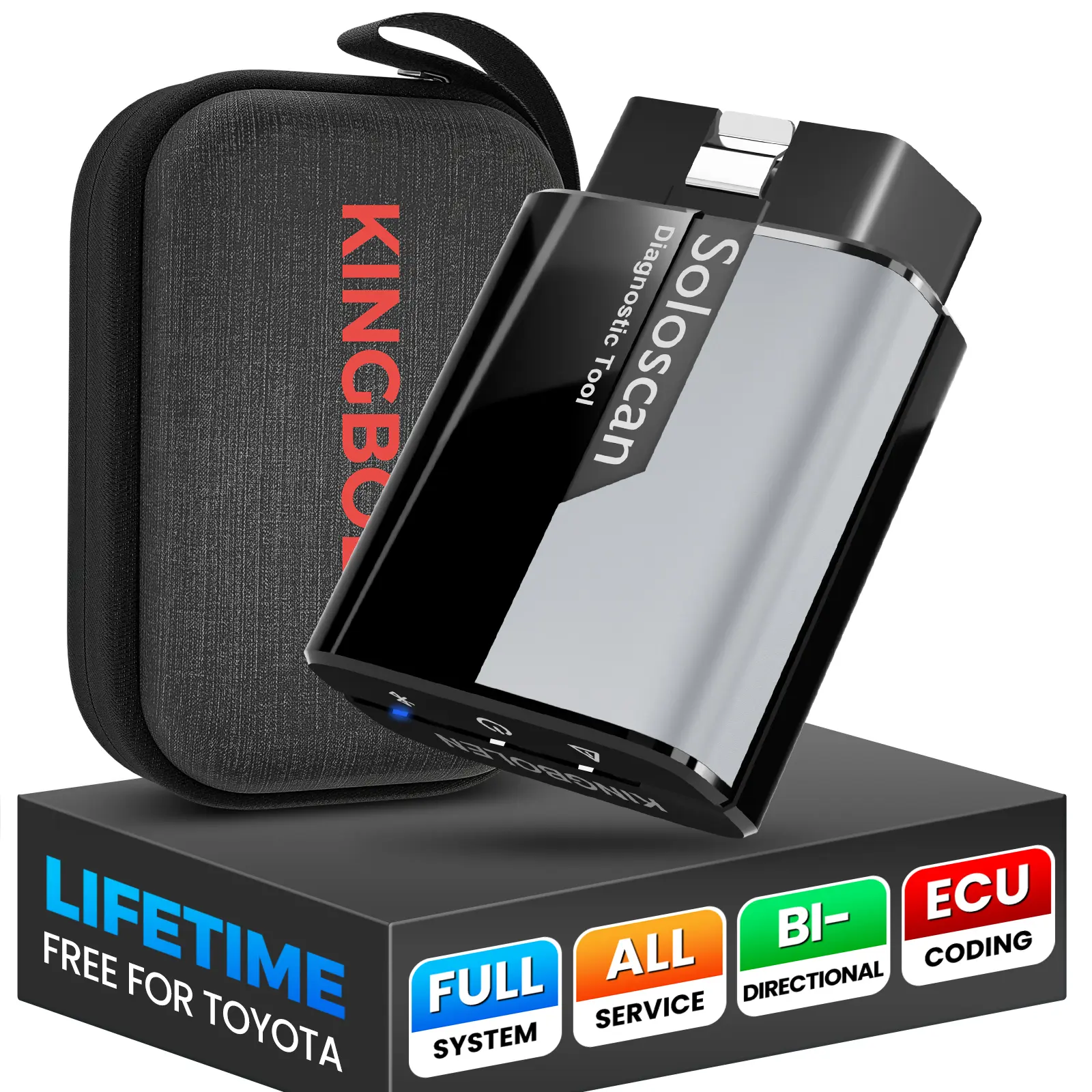 KINGBOLEN SOLOSCAN Bluetooth OBD2 Scanner for Toyota Lexus, Black Bi-Directional Tool for iOS & Android, ECU Coding, Lifetime Free Updates, Full System Diagnosis & All Reset Services, All-In-One Car Scanner, Full System Diagnostics