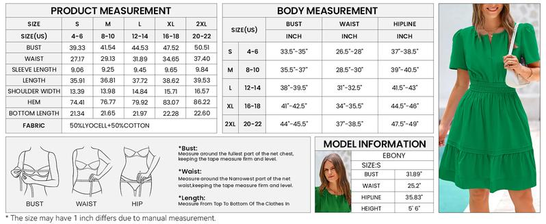 BTFBM Women's Casual V Neck Dresses 2025 Summer Spring Short Sleeve Sundress Smocked Waist A Line Tiered Mini Dress