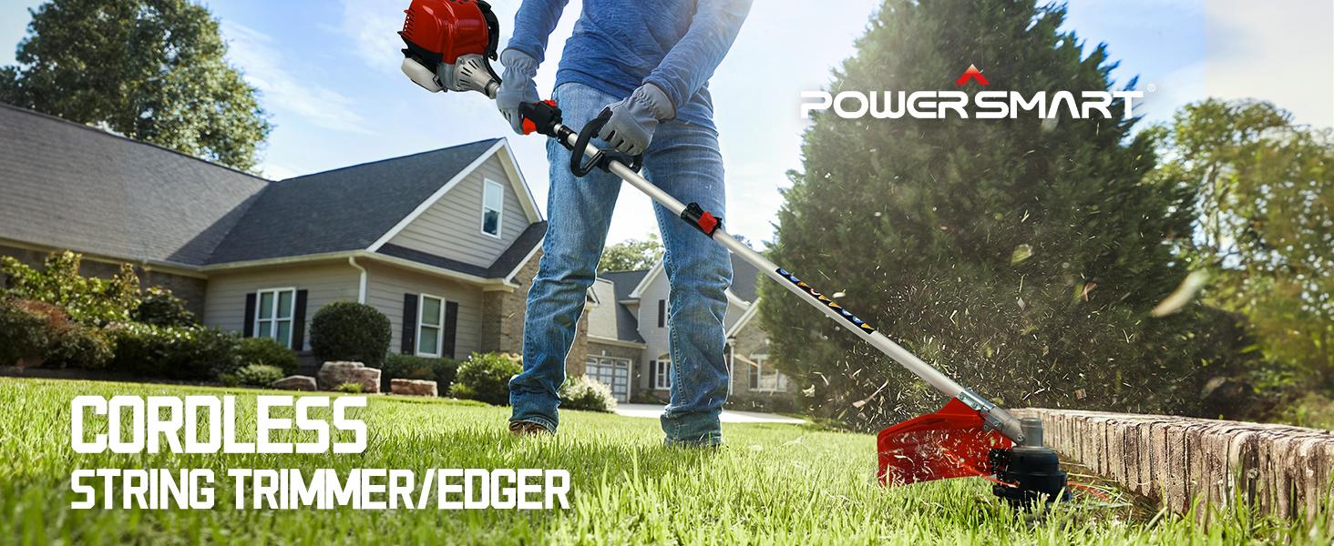 Powersmart 25.4cc Gas String Trimmer & Edger w/ 16",Red and Black, Portable, Vibration Dampening, Lightweight, Easy Assembly, Optimized Efficiency, Easy Maneuverability, Ergonomic Handle,Great for Lawn Business(PS4531 PS4532)