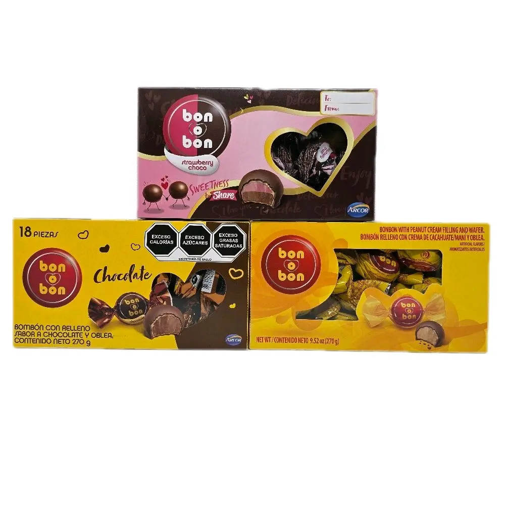Bon o Bon, Bonbon with Wafer, Strawberry and Chocolate Peanut Cream Filling 270g - Delicious Snack for Any Occasion