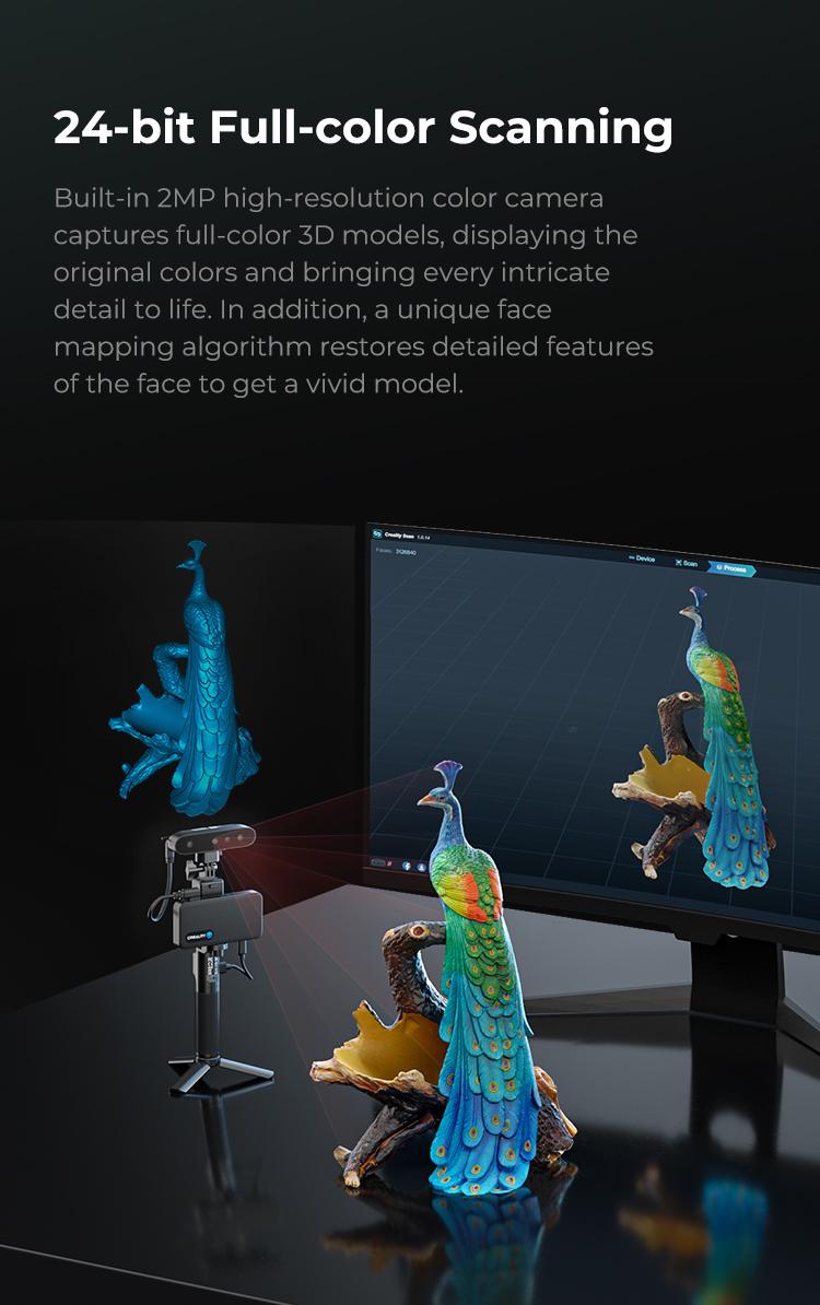 Creality CR-Scan Ferret Pro 3D Scanner with 0.1mm Accuracy, WiFi 6, Anti-Shake 3D Imaging, 24-Bit Color, Scan Black/Metal, Portable, Low Power