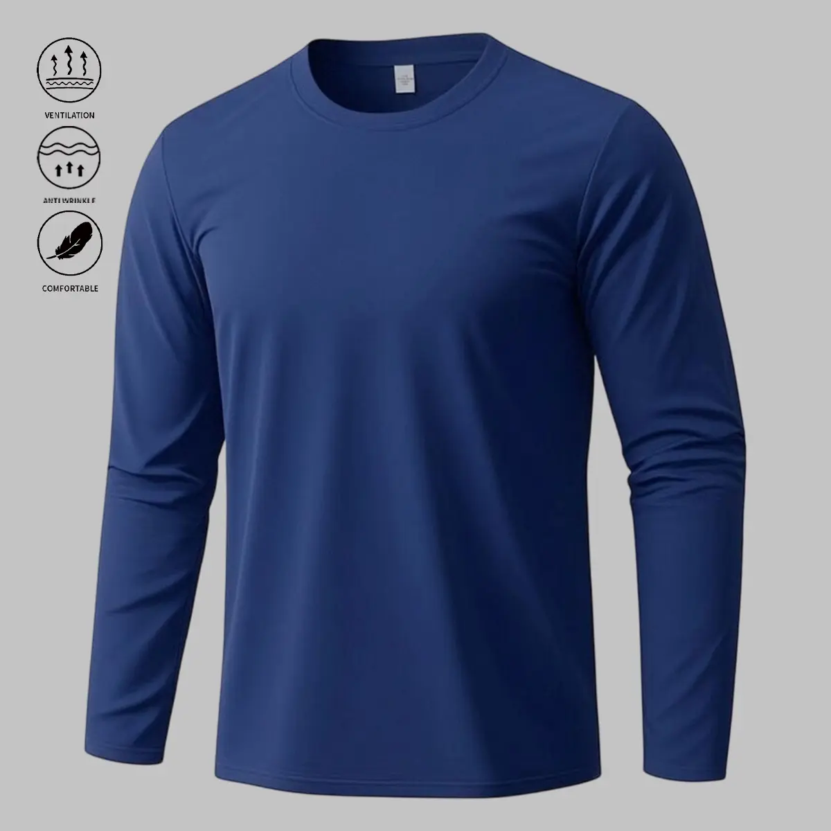 JOGWAVE Men’s Simple Slim Fit Long Sleeve Sports T-Shirt, Fitness Casual Top, Everyday Outdoor Wear for Men, Long Sleeve T-Shirt, Gift for Him, Douyin Store Back-to-School Season