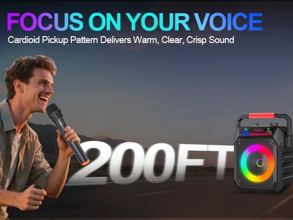 Socodox Karaoke Machine for Adults & Kids Portable Bluetooth 5.2 Speaker with 2 Wireless Microphones RGB Lights AUX USB TF AUX Home PA System for Family Party Outdoor Fun