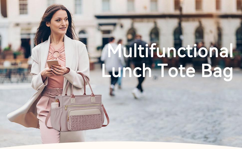 HSHRISH PT61 Insulated Tote with Lunch Bag  & Lunch Box for Women LeakProof Tote Bag with Adjustable Straps & Side Pockets Reusable Cooler for Work Picnic