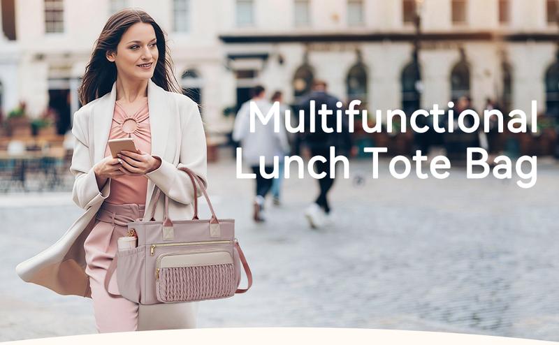 HSHRISH PT61 Insulated Tote with Lunch Bag  & Lunch Box for Women LeakProof Tote Bag with Adjustable Straps & Side Pockets Reusable Cooler for Work Picnic