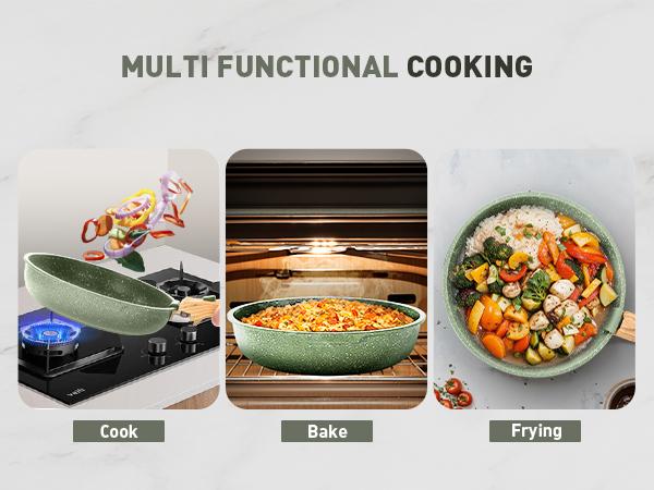 [Holiday Haul] Kitchen Academy Detachable Handle Induction Cookware Sets - 10 Piece Non-stick Pots and Pans Set for Camp Lightweight Oven Stove Black Outdoor Activities, Christmas Gift