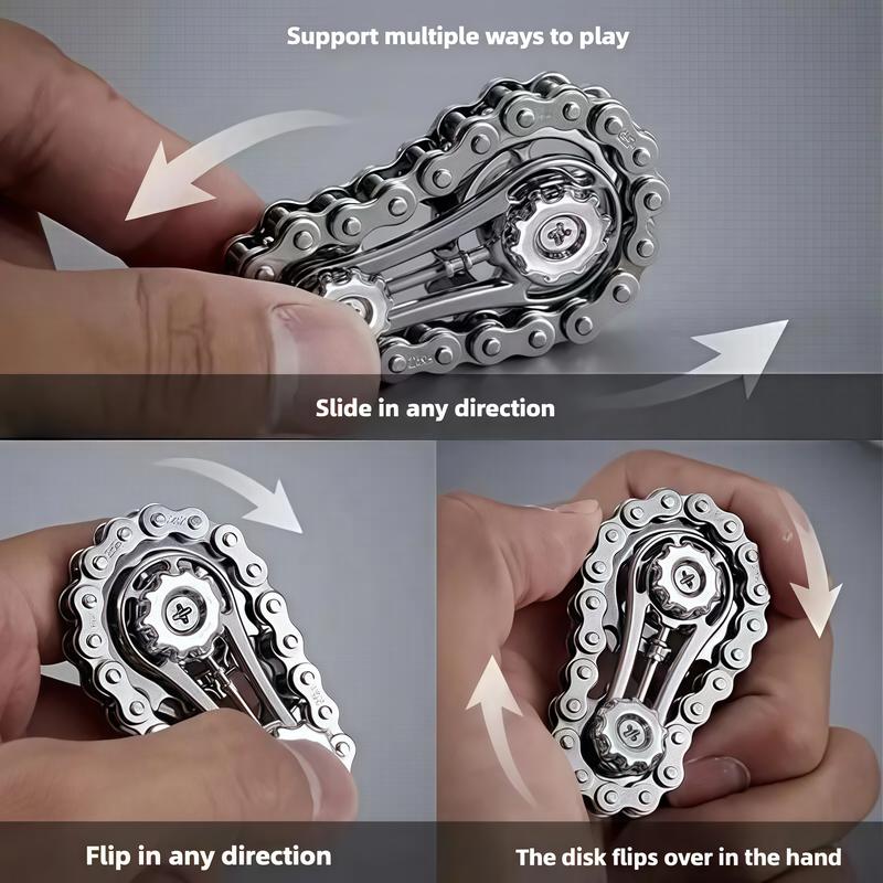 Trendy Finger Chain Gear Fidget Spinner, Mechanical Metal Toy for Anxiety Relief