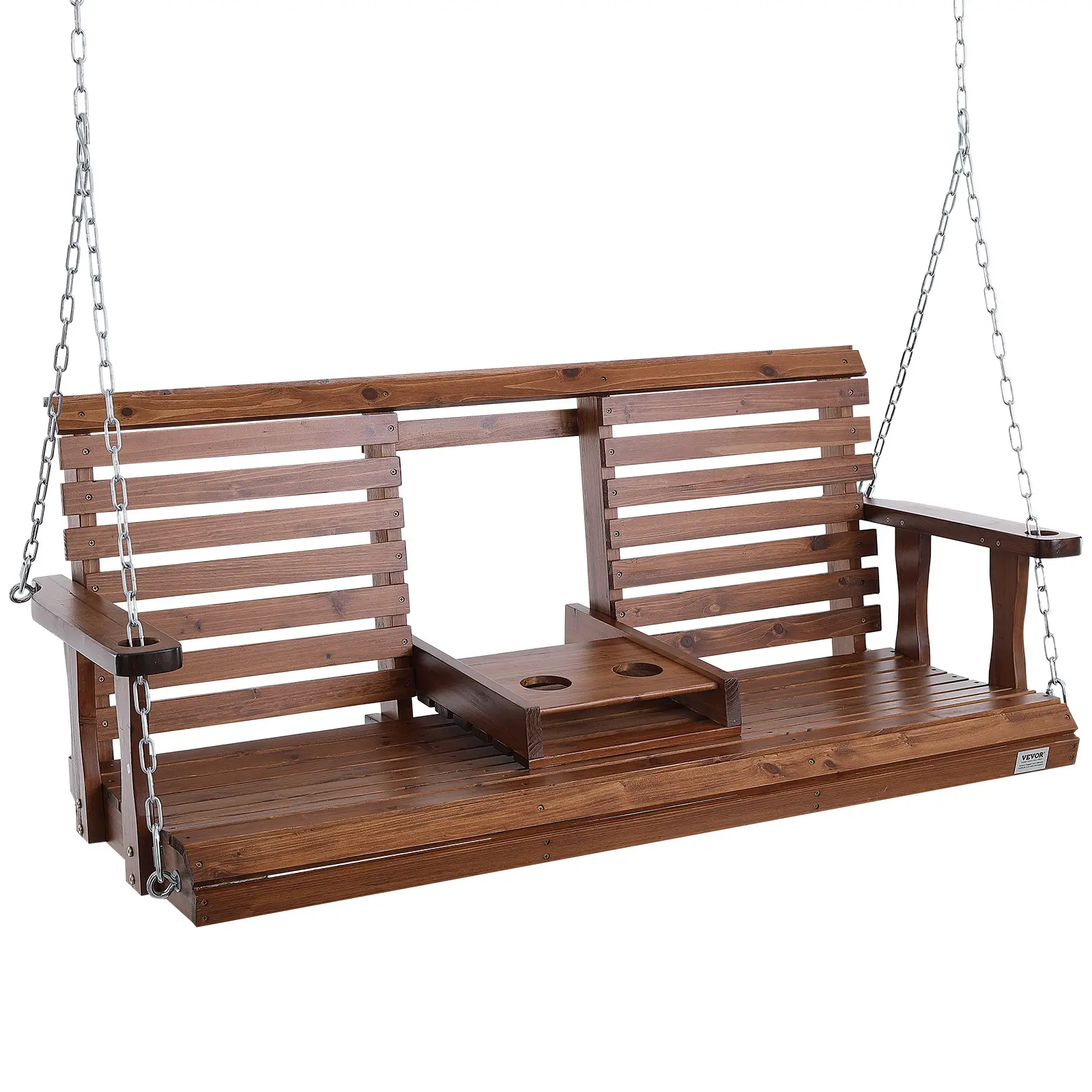 VEVOR Wooden Porch Swing 5 ft,  Patio bench swing for Courtyard & Garden, Upgraded 880 lbs Strong Load Capacity, Heavy Duty Swing Chair Bench with Hanging Chains for Outdoors, Brown,home decor,camping essentials