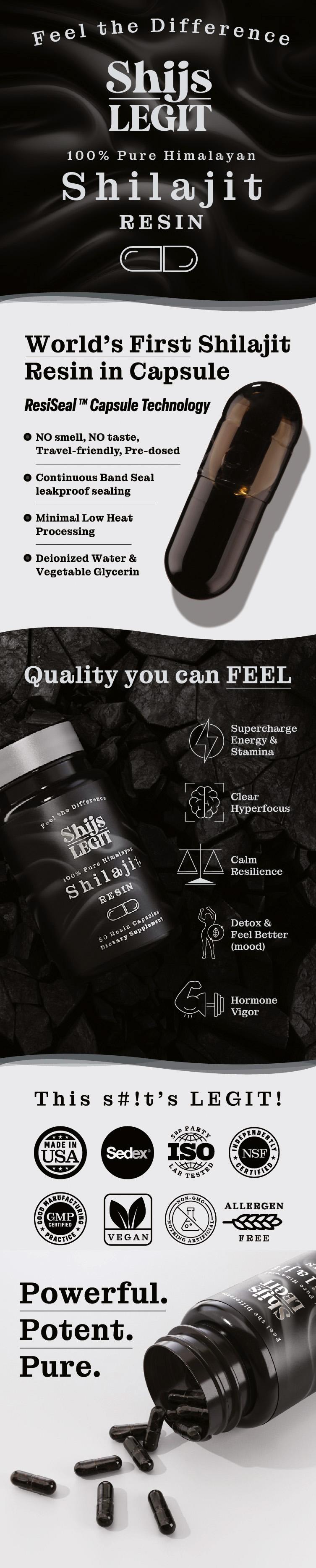 Pure Himalayan Shilajit Resin Capsules – World's First Pre-Dosed | No Taste, No Smell | 85+ Micronutrients & Minerals | Energy, Clarity, Stamina, Testosterone | 100% Authentic Uncut Resin | Lab Tested, USA Made