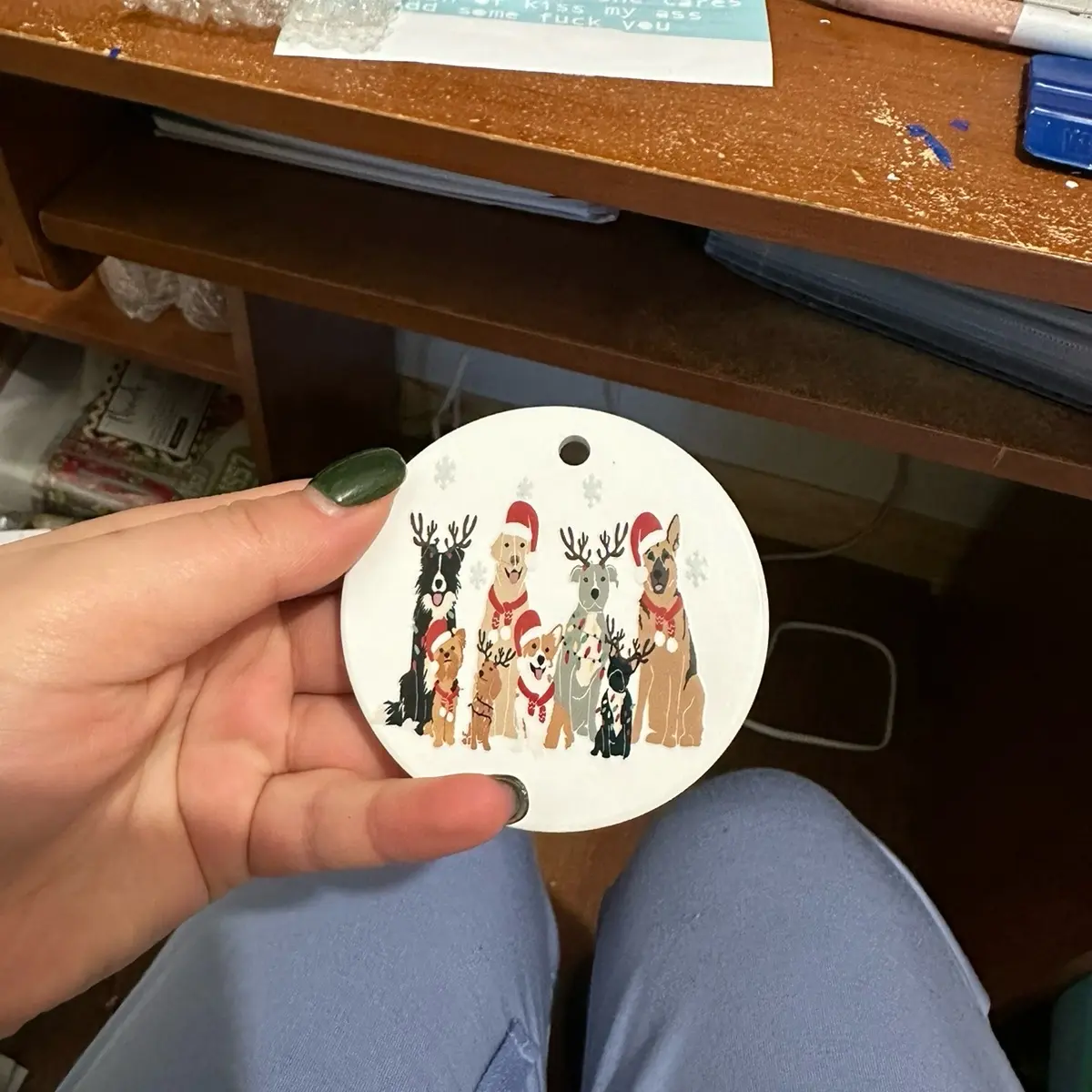 Dog ceramic ornament
