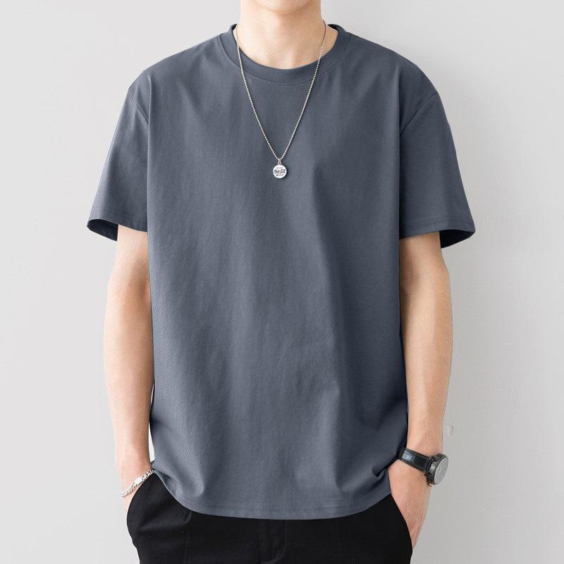 Men's Classic Plain Short-Sleeve Crew Neck Tee, Casual Loose Fit Medium Length Top for Casual Daily Wear, Essential Menswear Basic