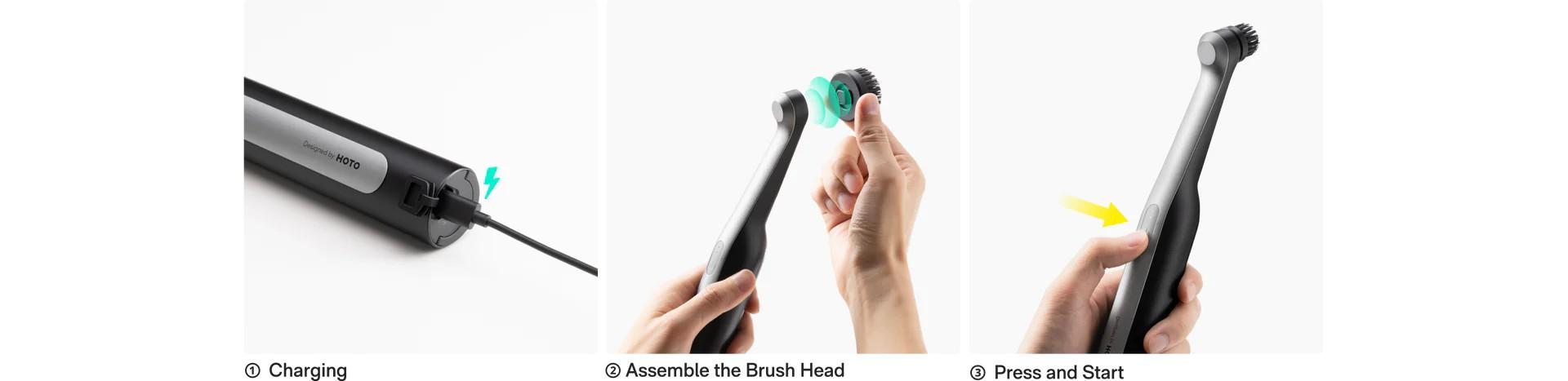 HOTO Rechargeable Electric Spin Scrubber with 12 Brush Heads - IPX7 Waterproof & Adjustable for Grout, Tiles & Crevices HOTO Rechargeable Electric Spin Scrubber with 12 Brush Heads - IPX7 Waterproof & Adjustable for Grout, Tiles & Crevices