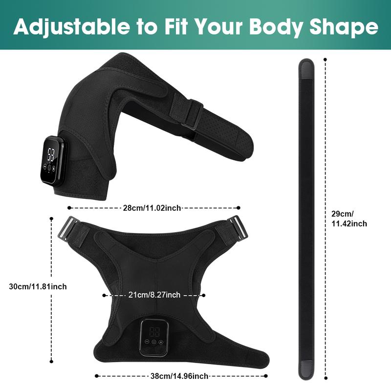 Shoulder Massager with Heat, Cordless Shoulder Heating Pad with Massage, Heated Shoulder Wrap Belt with 3 Vibration Modes & 3 Heat Levels & Timer, Christmas Gifts for Men Women