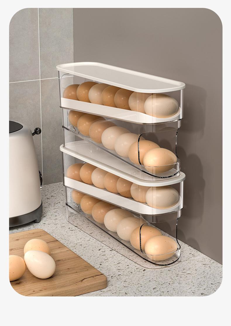 MiAoLi Rolling Egg Holder for Fridge, Egg Dispenser for Refrigerator, Automatic Rolling Storage Container for Countertop, Kitchen &Outdoor Use (3.35"x3.74"x11.02") 1 Pack