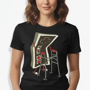 Old Gamer Retro Video Game T-Shirt Graphic Tees Cotton Round Neck Short Sleeves Design Comfortable Casual Outfit 80s and 90s RetroT-shirt - Bear