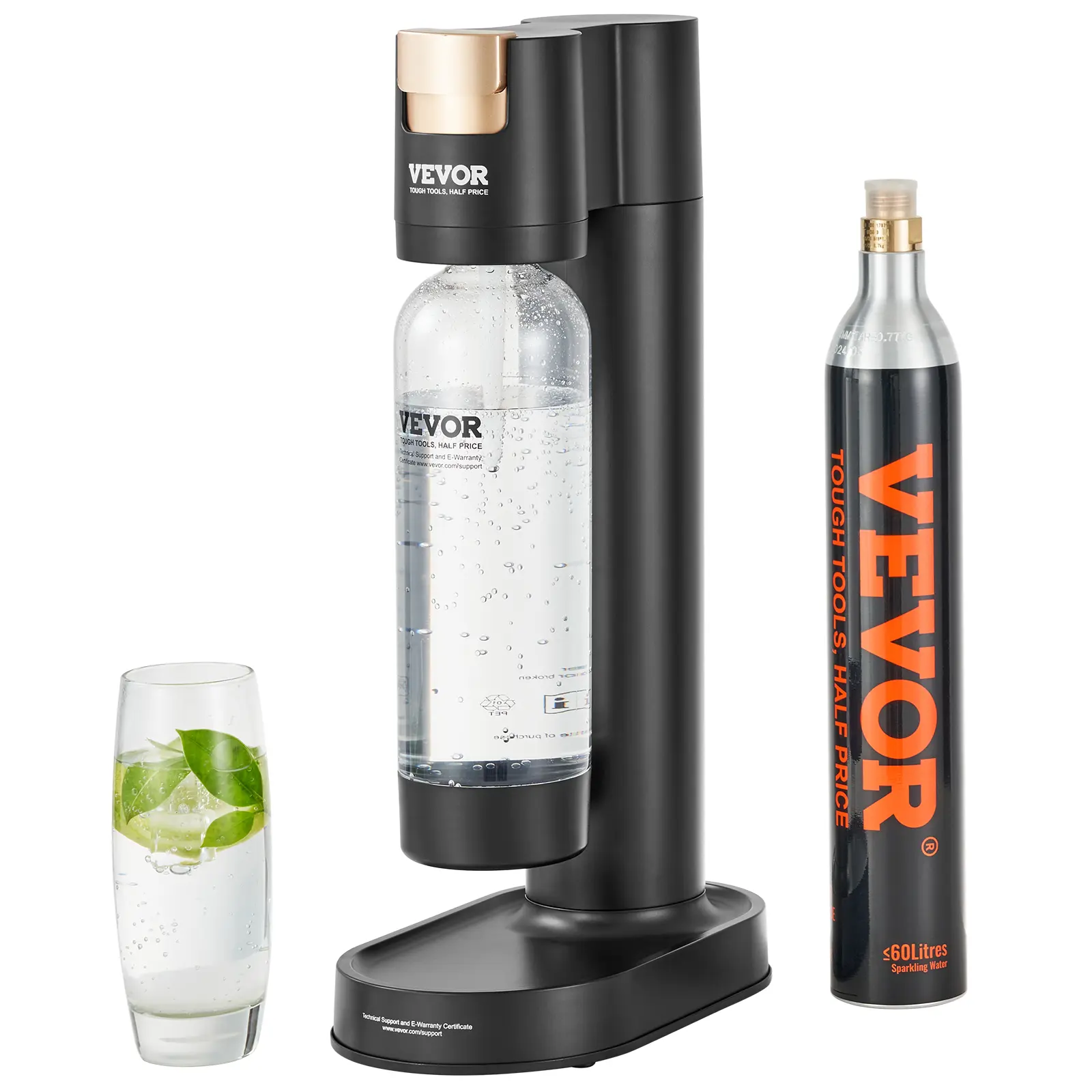 【Backtoschool】VEVOR Home Soda Maker Machine for Home Users, Carbonates Water Starter Kit with BPA-free 1L PET Bottle, Safety Valve, Eco-friendly Cylinder, Co2-compatible with Mainstream Screw-in 60L CO2 Cylinders, Cost-Effective, Home Carbonating
