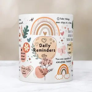 [Sale off up to 50%] Daily Reminders Mug, 11oz & 15oz Mug, Motivational, Daily Affirmations Mug, Mental Health, 11oz & 15oz ceramic mug