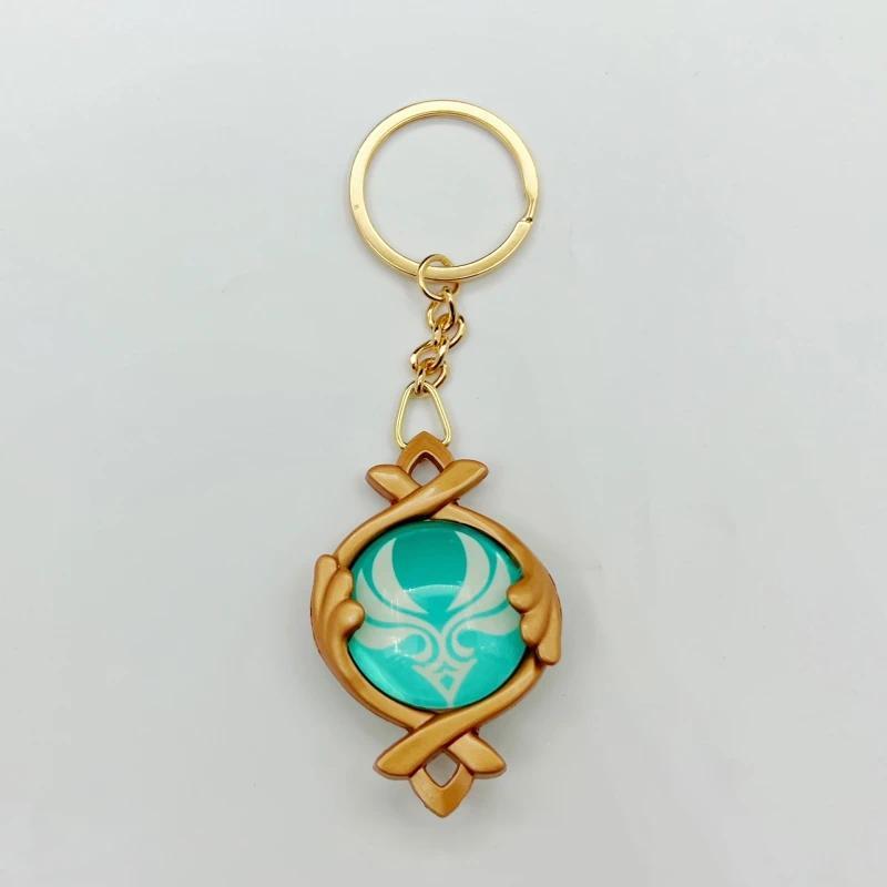 New Teyvat Vision Fontaine Water God Focalors Lyney and Lynette Keychain Luminous 7 Element Eye Of Original God Toy KeyRing