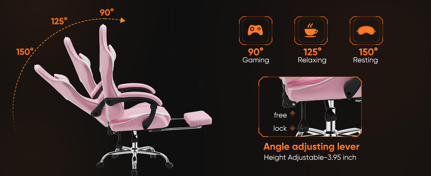 Height-Adjustable Gaming Chair with Footrest, 360° Swivel Seat, Headrest for Office or Gaming Use Height-Adjustable Gaming Chair with Footrest, 360° Swivel Seat, Headrest for Office or Gaming Use