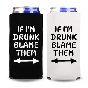 Funny Spiked Seltzer Cooler, If I'm Drunk Blame Them, Funny Skinny Coolies, Drink Accessory, Slim Coolies, Party and Gift Favors