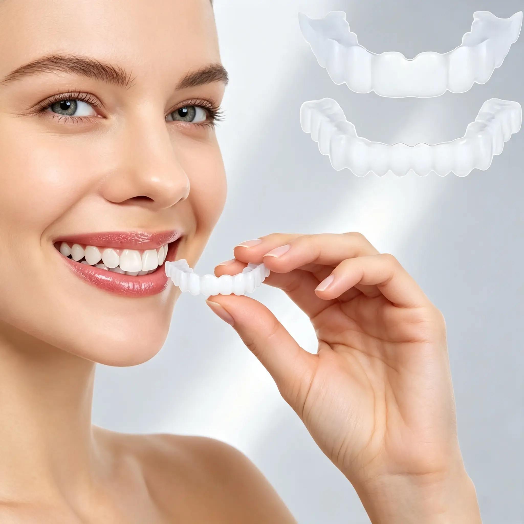 Silicone Simulated Oral Dental Braces - 32g Cosmetic Teeth Whitening Device for Dentures, Coffee Stain Correction, Instant Confident Smile & Portable Use