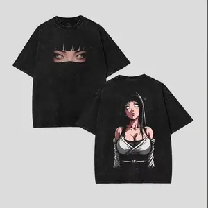 Hinata Hyuga - Naruto Anime Double Printed Vintage Washed Tee Tanktop Unisex Anime Manga Washed Cotton T-shirt Gift For Anime Fan graphic 90s Top