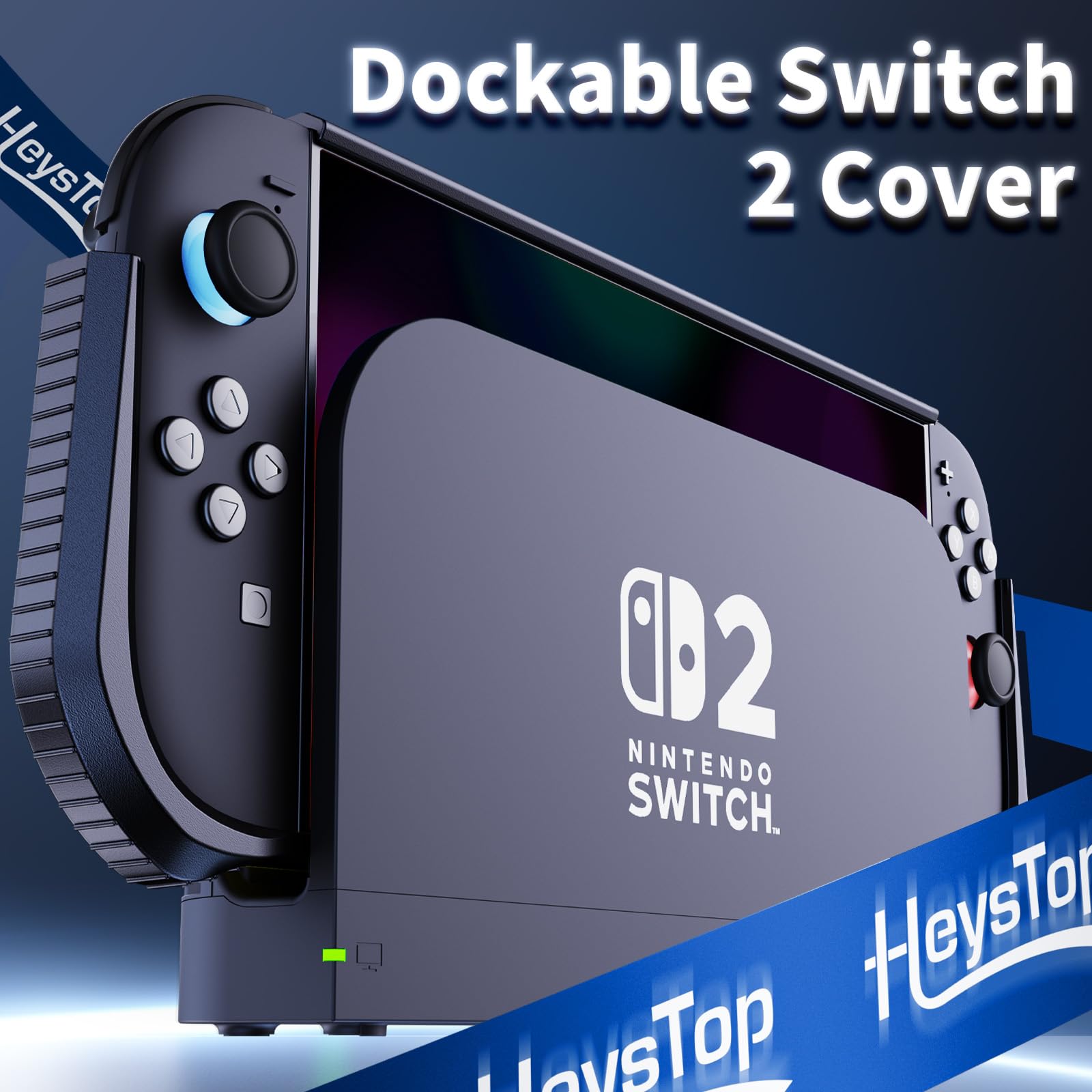 Switch 2 Case Compatible with Switch 2 Dockable Case Cover, Switch 2 Protective TPU Cover with Screen Protector and 6 Thumb Grips, HD Tempered Glass, Shock Absorption and Anti-Scratch ﻿