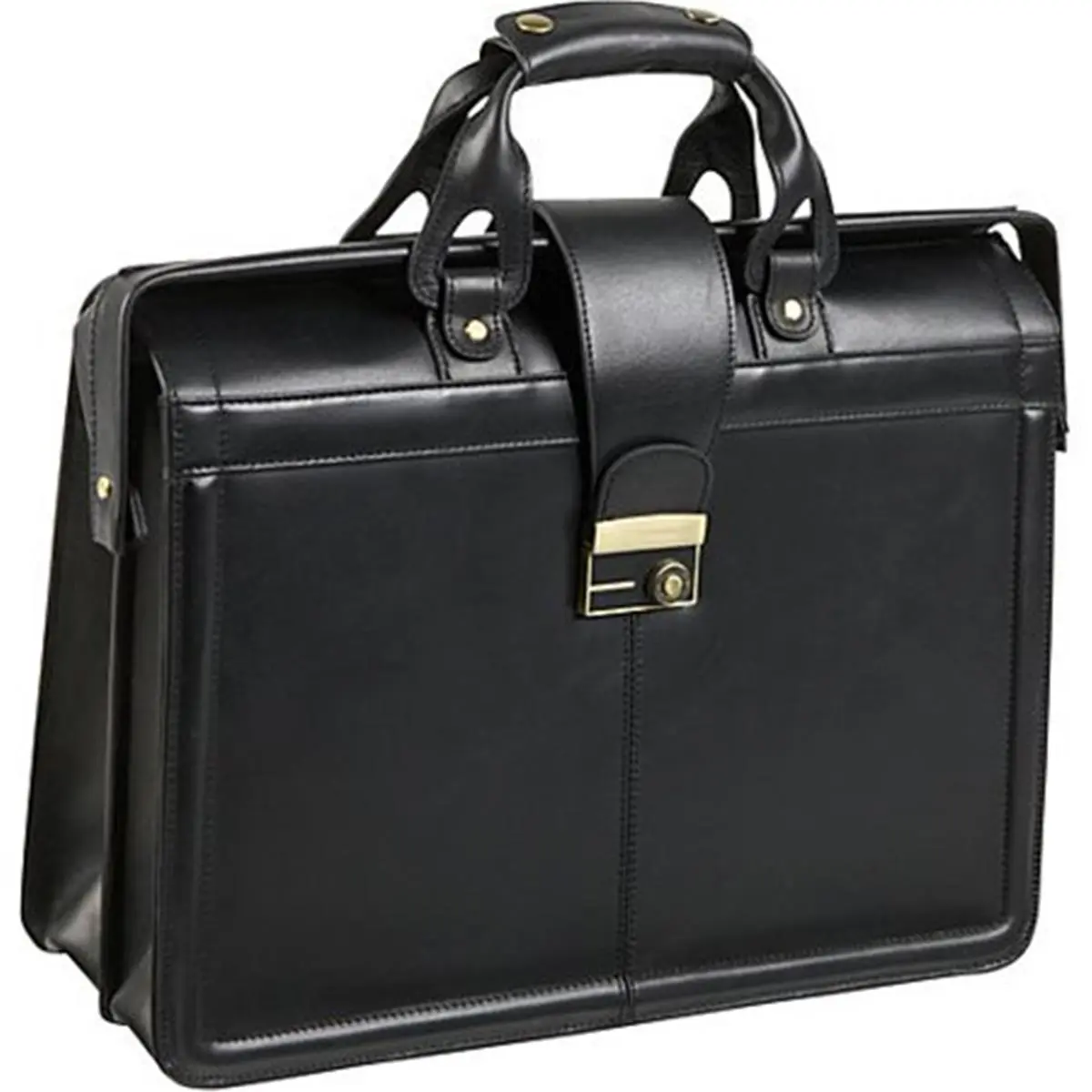 Amerileather Men's High Quality Top Grain Leather Executive Briefcase - Elegant Doctor-Bag Style Work Bag with Dial Lock, Magnetic Snap, Cell Phone Pocket, Zip, Double Handle, Multi-Compartment, Court Room Ready, Phone Pocket Ready