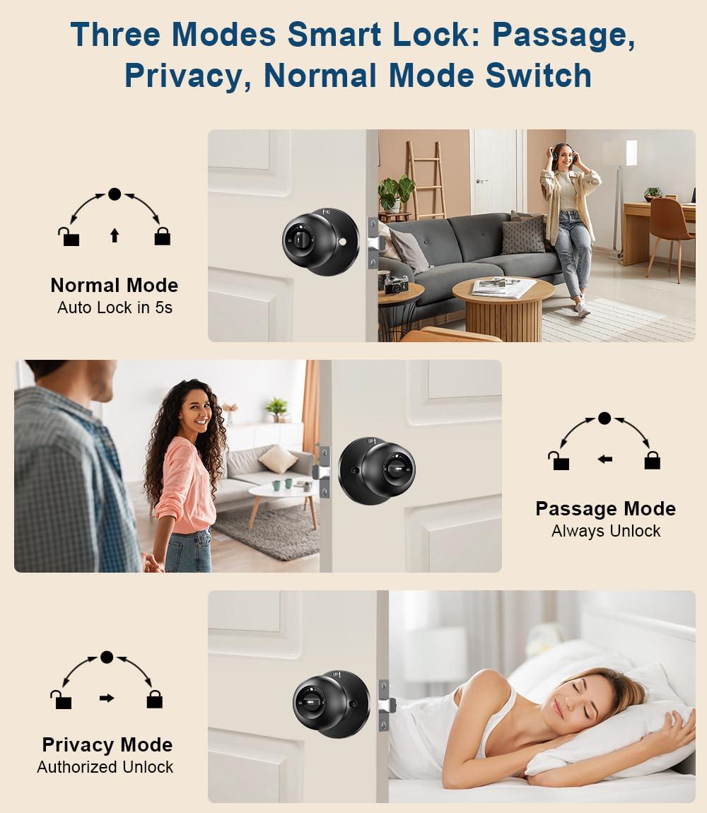 Valentine's Day Gift EUERTE Smart Fingerprint Door Lock 3-in-1 with TT App Control & 5S Auto-Lock Rechargeable Battery for Rooms Offices Apartments Warehouses Garages Black Friday Gift