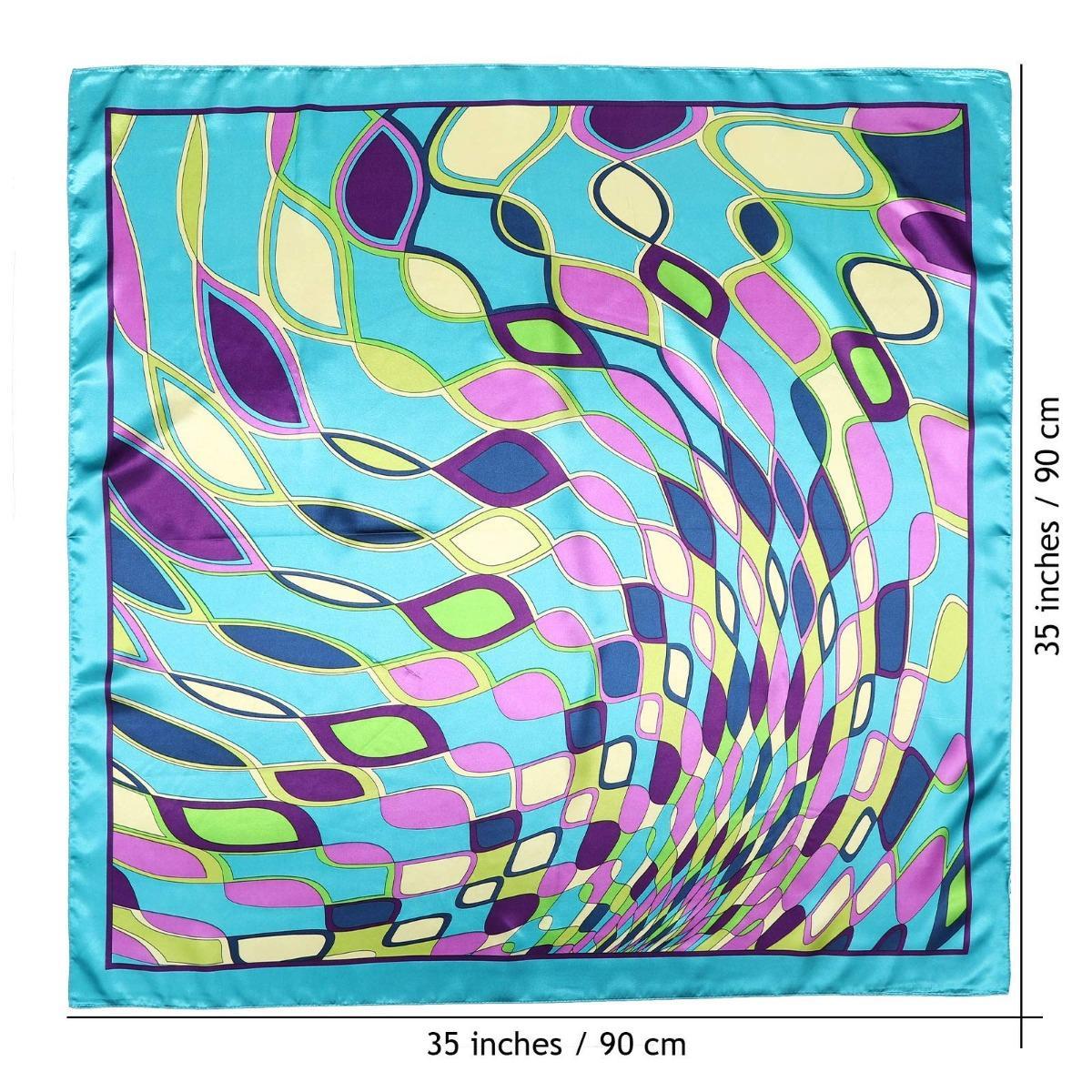 AWAYTR 2Pcs Head Scarf 35” Large Satin Square Scarf Silk-Like Headband Polyester Hair Scarf Bandanas for Women