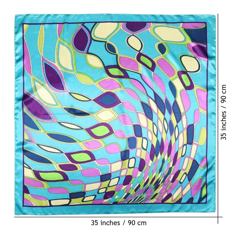 AWAYTR 2Pcs Head Scarf 35” Large Satin Square Scarf Silk-Like Headband Polyester Hair Scarf Bandanas for Women