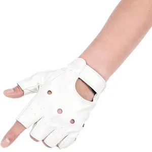 Men’s Punk Fingerless PU Leather Gloves – Steampunk Gothic Half Finger Gloves with Hook & Loop Strap for Motorcycle, Cycling, Cosplay, Party & Outdoor Sports