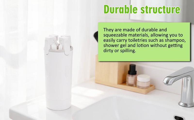 4-in-1 Travel Dispenser Bottle, Leak-Proof Refillable Silicone Squeeze Container with Lock, Compact and Lightweight Toiletry Organizer, Easy to Carry, Ideal for Business Trips, Vacations, and Frequent Travelers