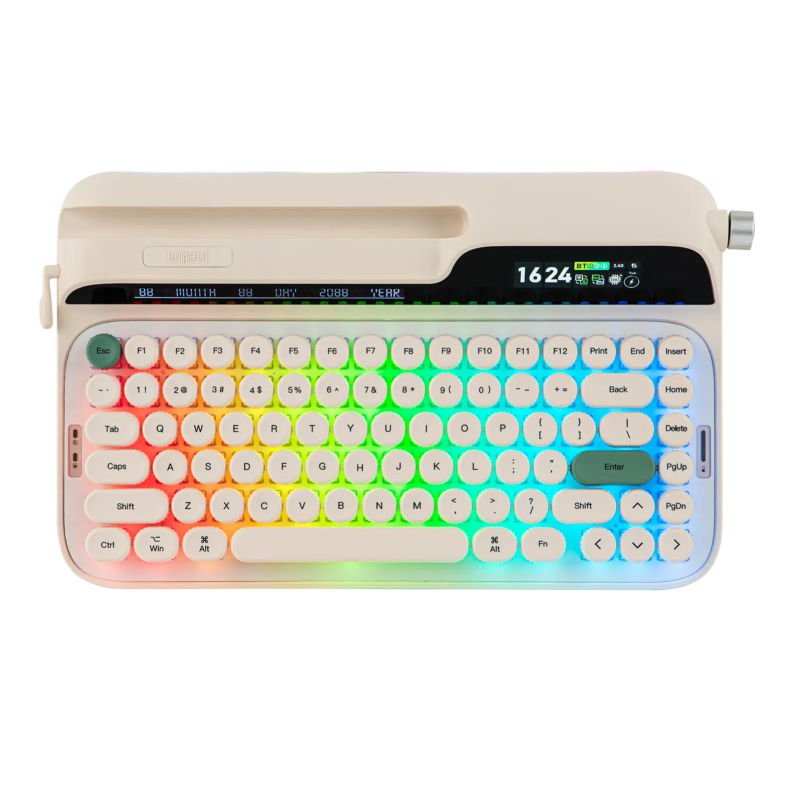 EPOMAKER Glyph Wireless Typewriter Retro Mechanical Keyboard Screen & Knob & Lever Wrist Rest Round PBT Keycap Hot Swap RGB Custom Software Top-Mount 75% Creamy Keyboard for PC/MAC