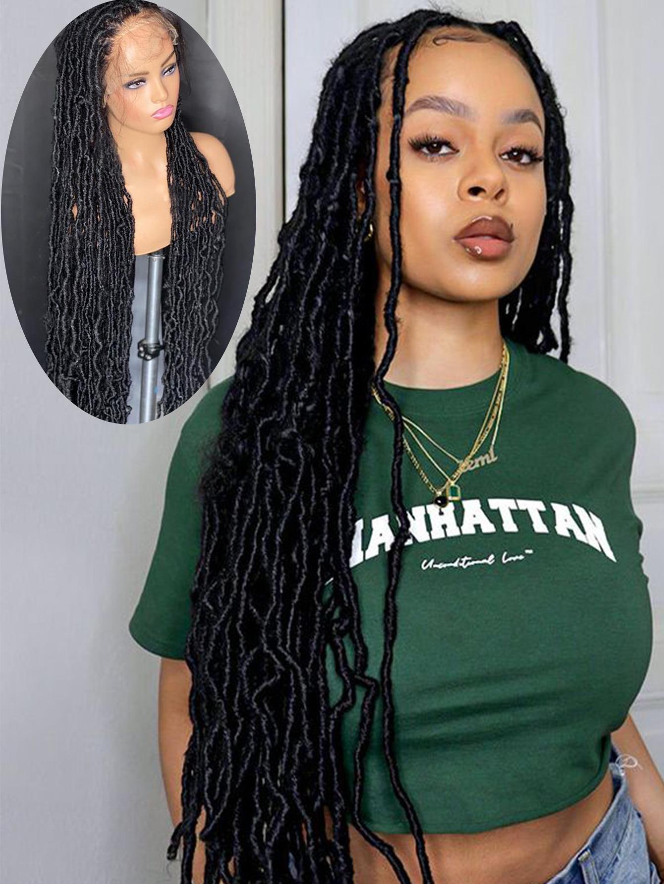 Dosay 40 Inches Long Synthetic Dreadlocks Braided Wigs #1B  display picture 2