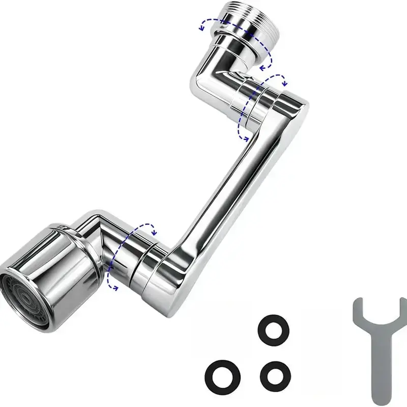 Tool-Free Metal Faucet Attachment - Adjustable Swivel Aerator (1440° Rotation Brass Core), Durable, Easy to Use, Attaches to Existing Unit, Fits Standard Sink Sizes, Home Improvement Bathroom Fixture Accessory for Kitchens