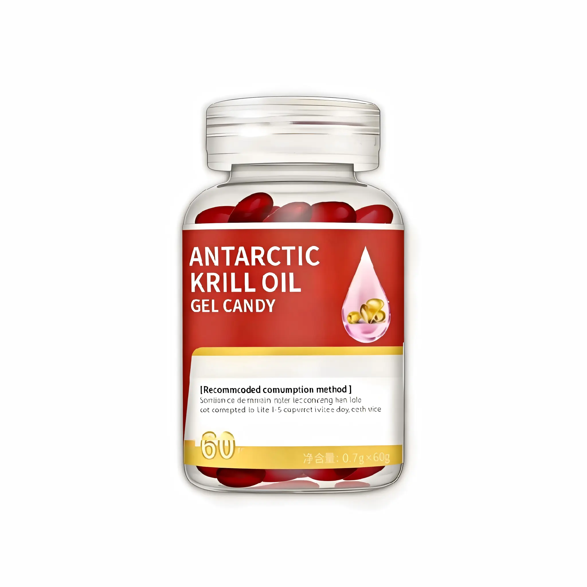 Bottled functional product, red bottle, 60 grams per bottle