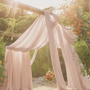 32 ft x 57" Chiffon Event Ceiling Drapery Backdrop Panel - Blush Pink/Rose Gold (1pc)
