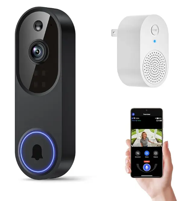 Wireless Outdoor Wi-Fi Doorbell Camera - 1080p Video, 2-Way Audio, Night Vision, 2.4 GHz Wi-Fi Only