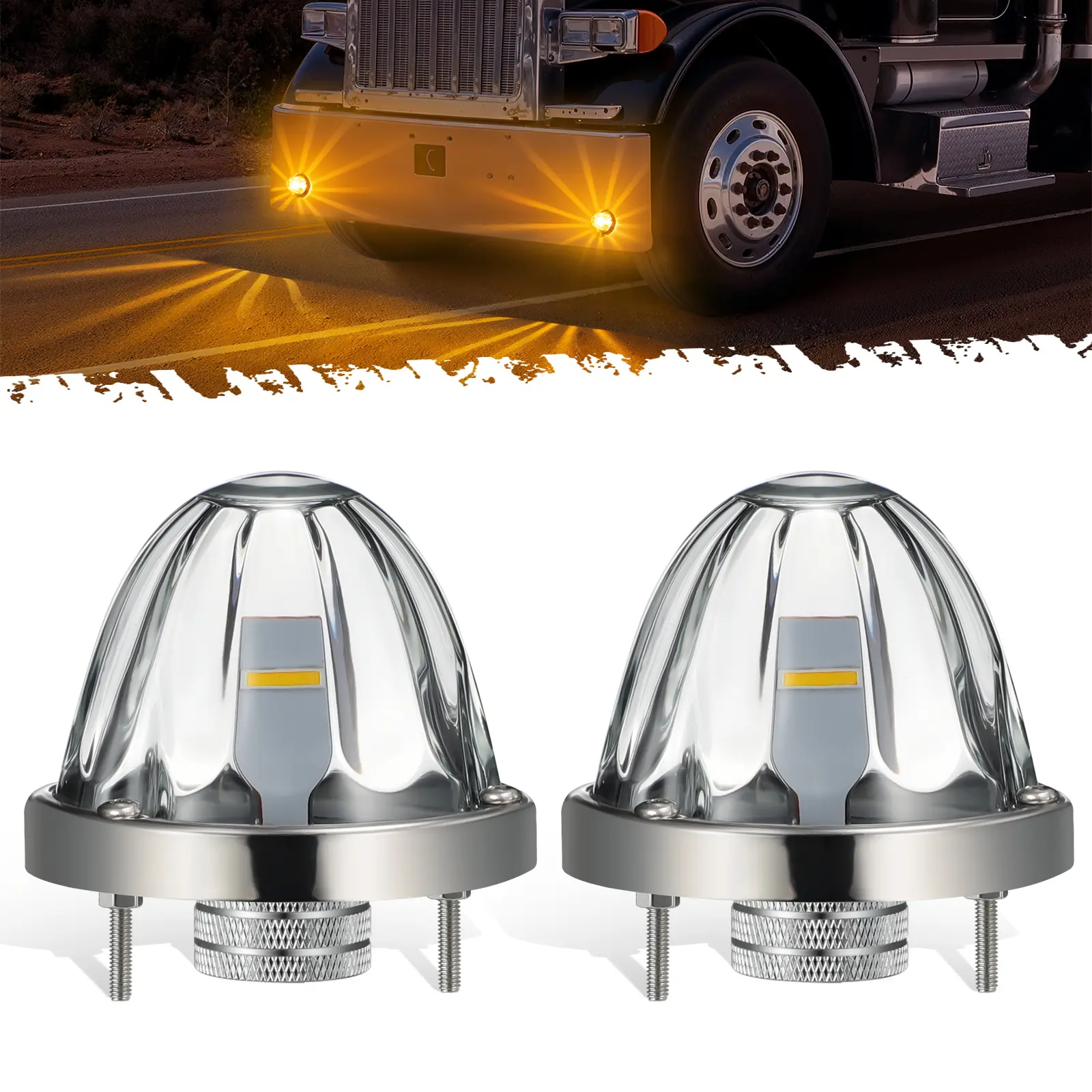 Partsam Glass LED Watermelon Lights Clear Lens LED Side Marker Lights