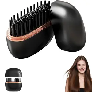 Mini Cordless Hair Straightener, Portable 2-in-1 Heated Comb & Iron, Smooths Hair, Gentle on Scalp, 3 Temperature Adjustable, Rechargeable Travel Essential Styling Tool, Multifunctional Hair Straightener for Travel and Home, Anti-frizz Brush