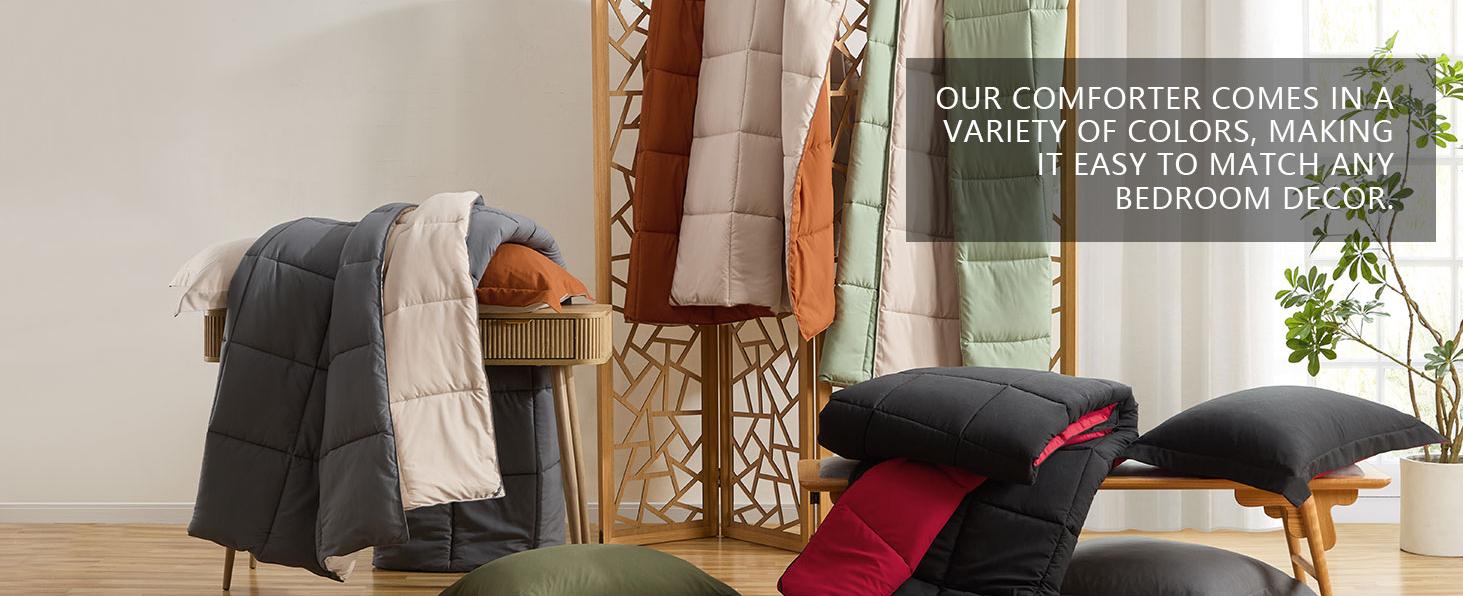 Homelike Moment Reversible Luxury Comforter Set 3Pcs Double Sided Lightweight Soft Down Alternative All Season Bedding with 2 Shams Duvet Puffed Quilt Dorm Decor Machine Washable, Christmas Gifts