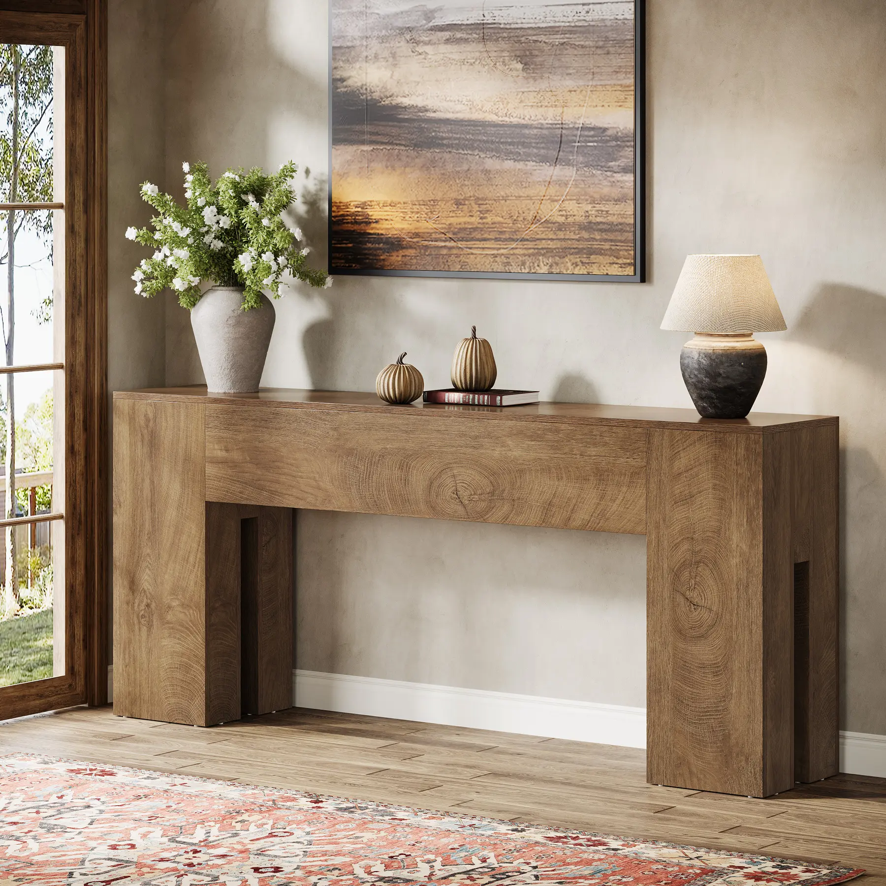 Tribesigns 71-Inch Console Table for Entryway, Farmhouse Style Sofa Console Behind Couch in Brown