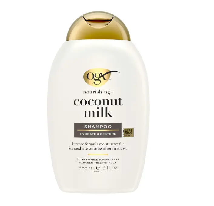 OGX Nourishing + Coconut Milk Moisturizing Shampoo, 13 fl oz | Hydrating & Restoring, Moisturizes for Soft Hair After First Use, Paraben-Free, Sulfate-Free Surfactants