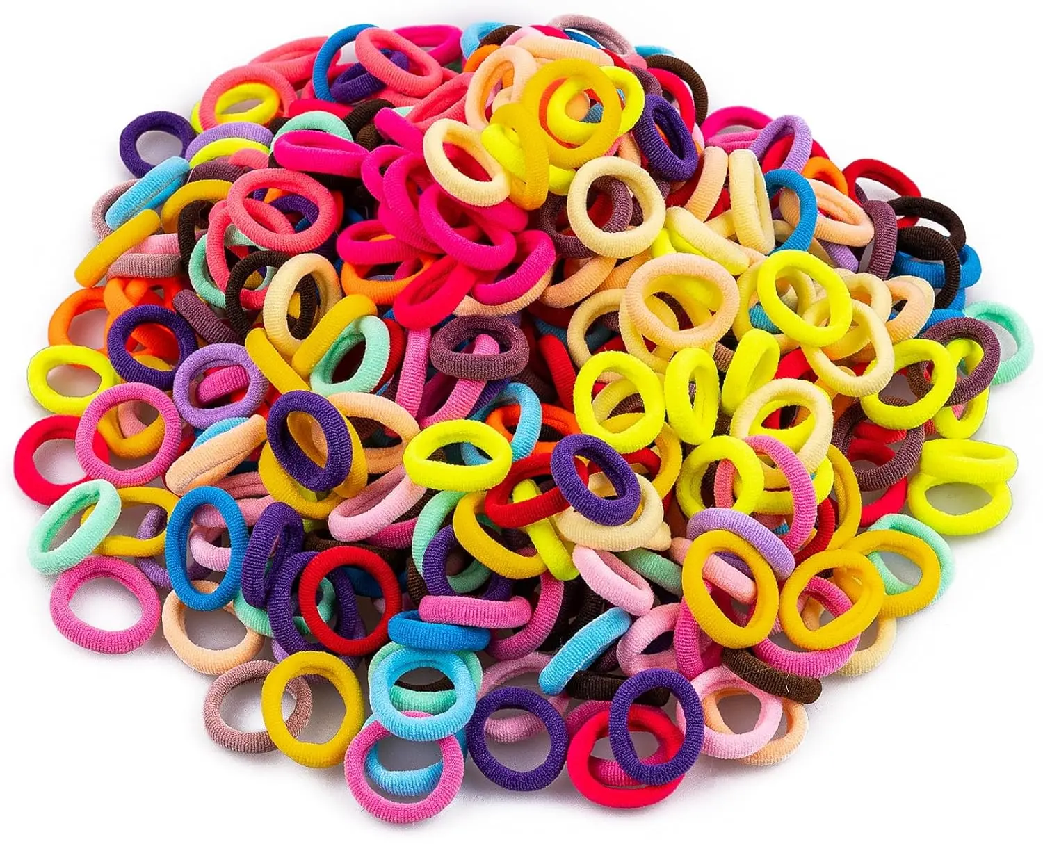 350 PCS Colorful Mix Soft Cotton Hair Ties - Small, Crease-Free Baby Elastics, Finger Ponytail Holders, Kids' Hair Accessories, Hair Accessories Kids