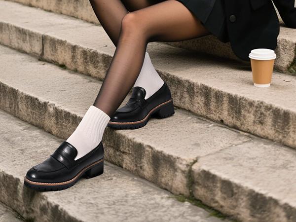 Dream Pairs Women's Round Toe Chunky Mid-Heel Slip-On Loafers - Casual PU Shoes