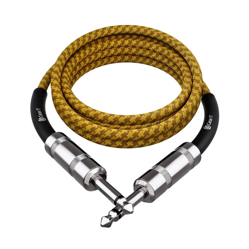 Straight 1/4 Inch Male to Male Guitar Instrument Cable, Yellow