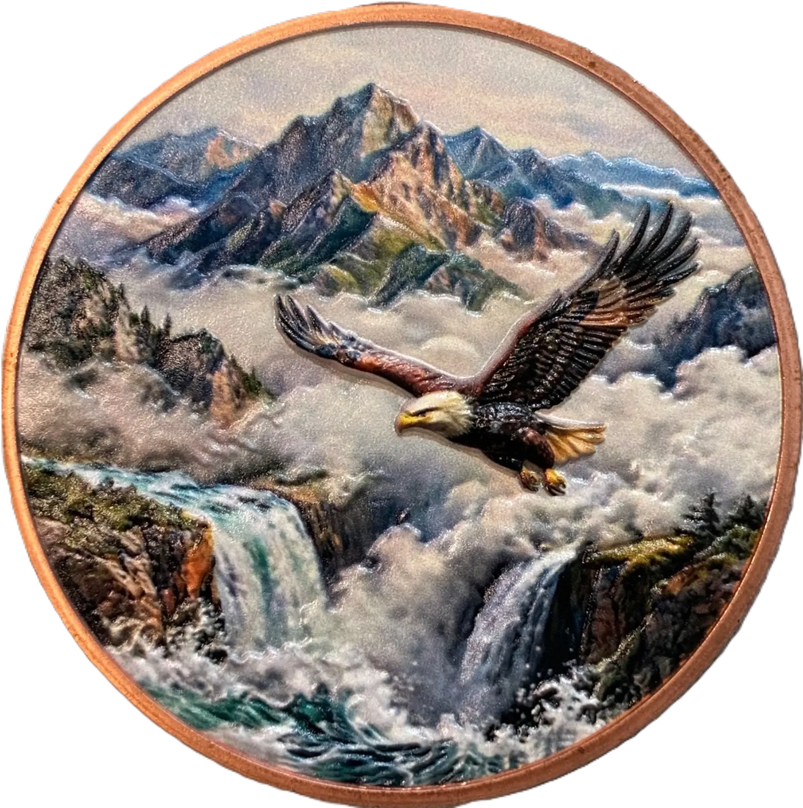 5 oz Copper Round American Bald Eagle High-Relief Colorized