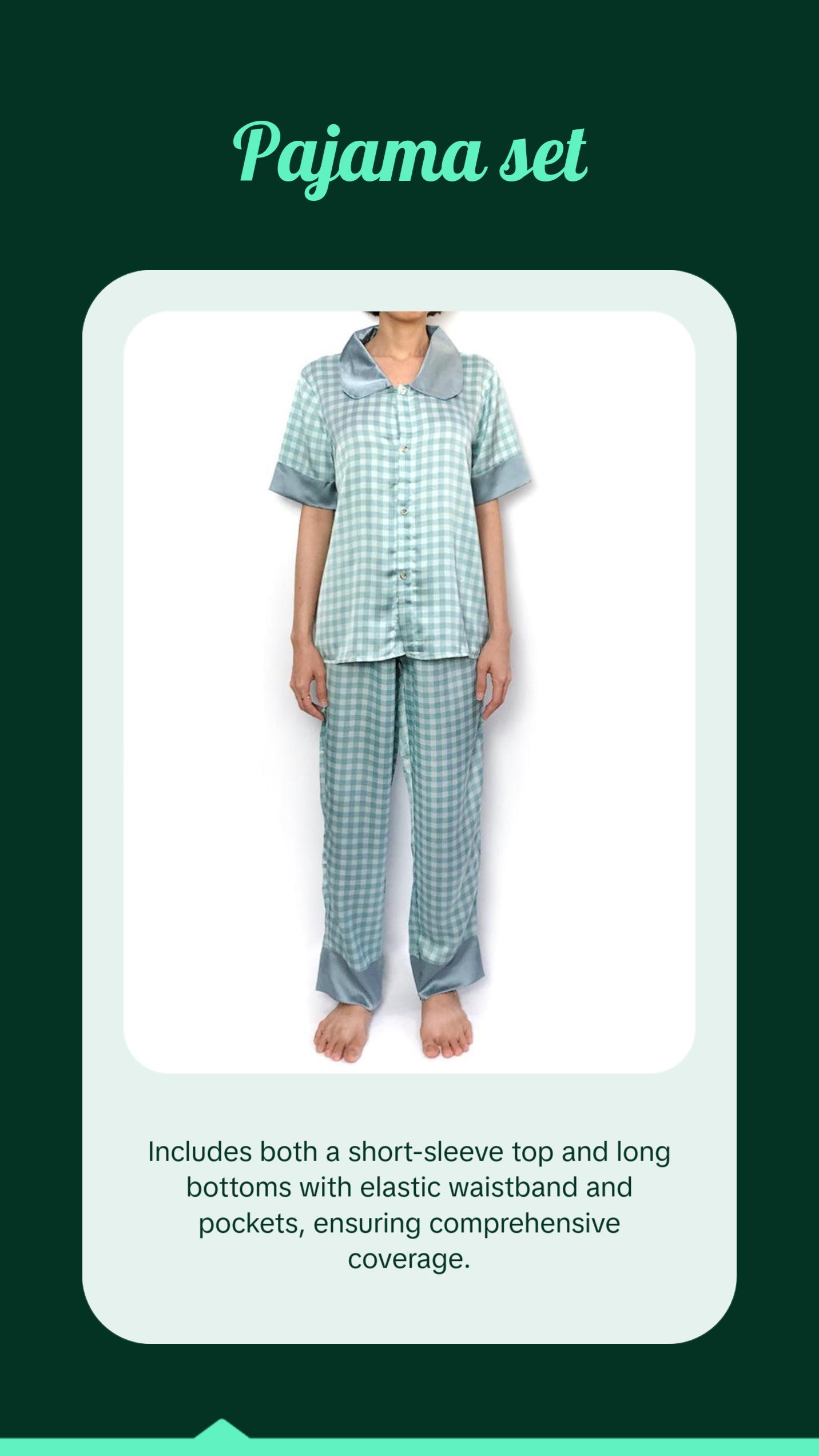 Blue Peter Pan Collar Grid Pajama Set
