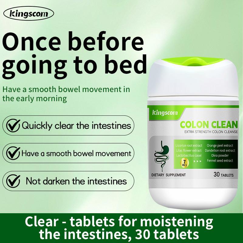 Kingscom Colon Clean Extra Strength 15 Day Cleanse Gut and Colon Support Caffeine Free with Okra Powder ,Dandelion Root & Orange Peel 30 Capsules